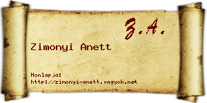 Zimonyi Anett névjegykártya